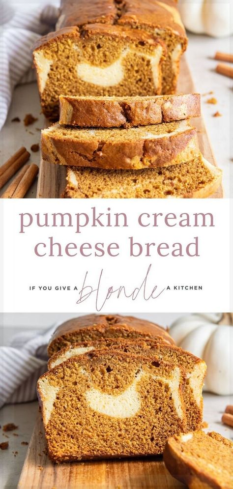 Pure Pumpkin Recipes, Cheese Filled Bread, Danish Biscuits, Filled Bread, Pumpkin Cream Cheese Bread, Bread Pumpkin, Cream Cheese Bread, Fall Goodies, Pumpkin Loaf