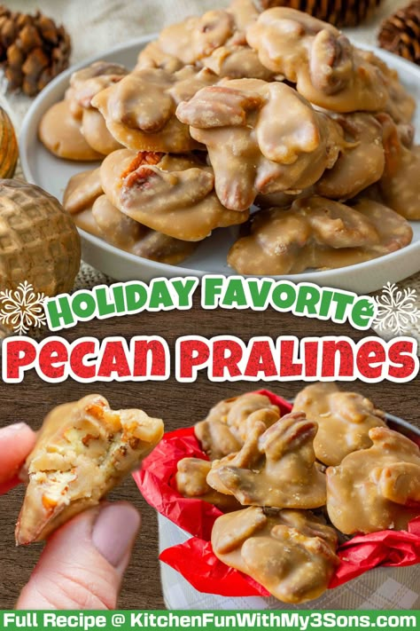 These Pecan Pralines are the ultimate sweet-and-salty treat that’s perfect for the holidays—or any time you’re craving something special! With their delightfully crunchy texture and chewy caramelized coating, they strike the perfect balance of flavors in every bite. Praline Fudge Recipe, Southern Pecan Pralines, Quick Holiday Treats, Christmas Desserts Recipes, Winter Sweets, Christmas Finger Foods, Dip Mixes, Praline Recipe, Easy Fudge