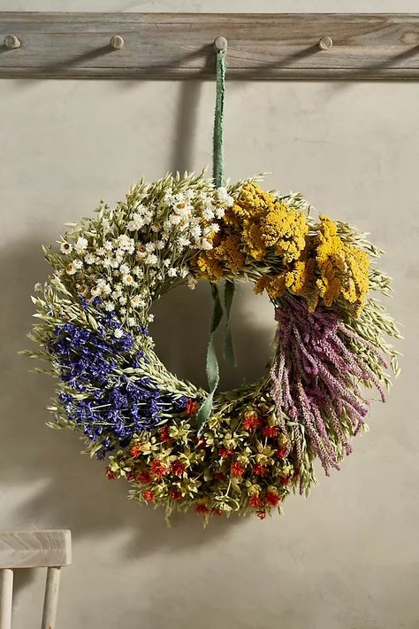 Pumpkin & Fall Décor | AnthroLiving Tulip Magnolia Branches, Dried Flower Wreath, Dried Wreath, Blue Delphinium, Dogwood Blossoms, Fall Landscape, Dried Flower Wreaths, Dried Herbs, Pumpkin Fall Decor