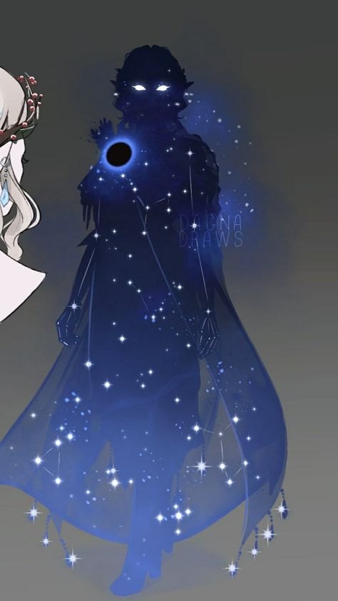 Star Druid Art, Star Human Art, Dnd Star Character, Circle Of Stars Druid Outfit, Dnd Starry Form, Star Monster Art, Druid Starry Form, Galaxy Person Art, Circle Of Stars Druid Starry Form