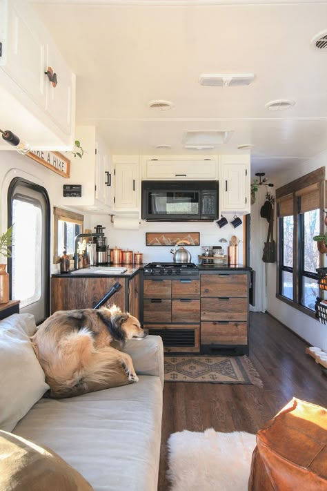 Our RV Renovation Photo Gallery | MountainModernLife.com School Bus Tiny House, School Bus Camper, School Bus House, Camper Trailer Remodel, Bus Living, Kombi Home, Diy Camper Remodel, Bus House, Rv Homes