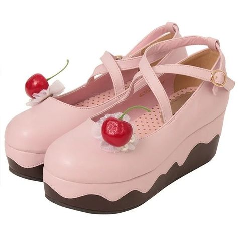 Sweets platform shoes, Queen Bee – @plasticsweets on Tumblr Kawaii Minecraft, Kawaii Apple, Apple Fashion, Wedges Outfit, Shoes Kawaii, Fantastic Shoes, Kawaii Shoes, Magical Things, Sweet Lolita