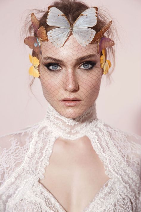 Butterfly Headpiece | Lior Charchy Spring/Summer 2017 Bridal | ElegantWedding.ca Butterfly Shoot, Lior Charchy, Headpieces For Brides, Butterfly Headpiece, Lady Butterfly, Madame Butterfly, Bride Headpiece, Bridal Accessories Jewelry, Bridal Hair Jewelry