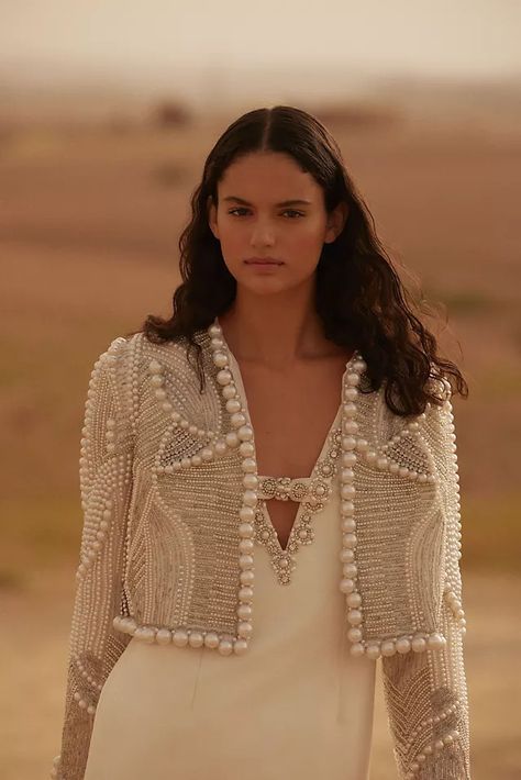 BHLDN Gemma Pearl-Embellished Jacket Germany Wedding, Pearl Jacket, Sea Dress, Anthropologie Wedding, Bridal Separates, Embellished Jacket, Bridal Event, Wedding Sale, Fashion Face