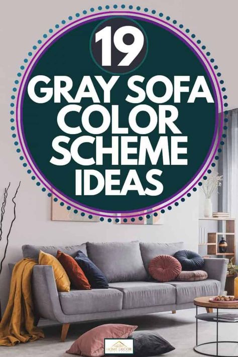 19 Gray Sofa Color Scheme Ideas - Home Decor Bliss Grey Leather Sofa Living Room, Brown Leather Sofa Decor, Leather Sofa Decor, Colours That Go With Grey, Light Gray Couch, Dark Grey Couches, Dark Gray Sofa, Light Gray Sofas, Grey Leather Sofa