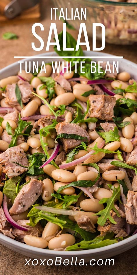 Tuna Bean Salad, Tuna White Bean Salad, Tuna And White Bean Salad, Tuna White Bean, White Bean Salad Recipes, Italian Tuna, Cannellini Bean Salad, Tuna Steak Recipes, Italian Salad Recipes