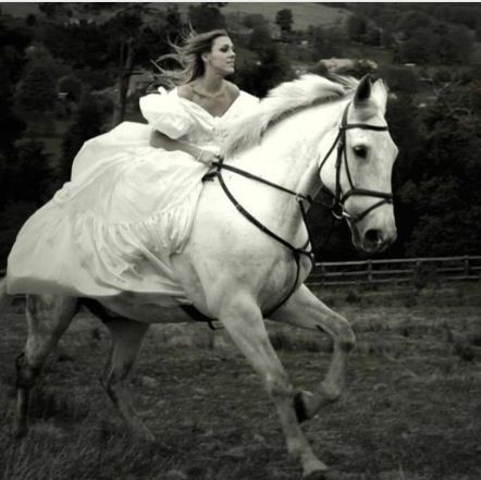 Another Runaway Bride? Bride On Horse, Equine Wedding, Wedding Horses, Horse Wedding Photos, Bride Entrance, Horse Couple, Wedding Horse, Dress Pics, Equestrian Wedding