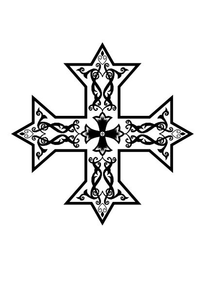 Monochrome Coptic Cross Coptic Cross Tattoo, Ancient Egypt Tattoo, Chi Rho Tattoo, Fusion Architecture, Cool Cross Tattoos, Historical Tattoos, Knight Orders, Cross Tattoo On Wrist, Cross Coloring Page