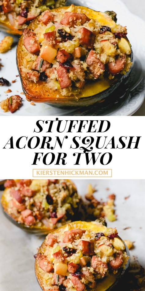 Shrimp Stuffed Acorn Squash, Acorn Squash Recipes Healthy, Sausage Stuffed Acorn Squash, Acorn Squash Recipe, Winter Squash Recipes, Stuffed Squash, Recipe For Two, Stuffed Acorn Squash, Acorn Squash Recipes