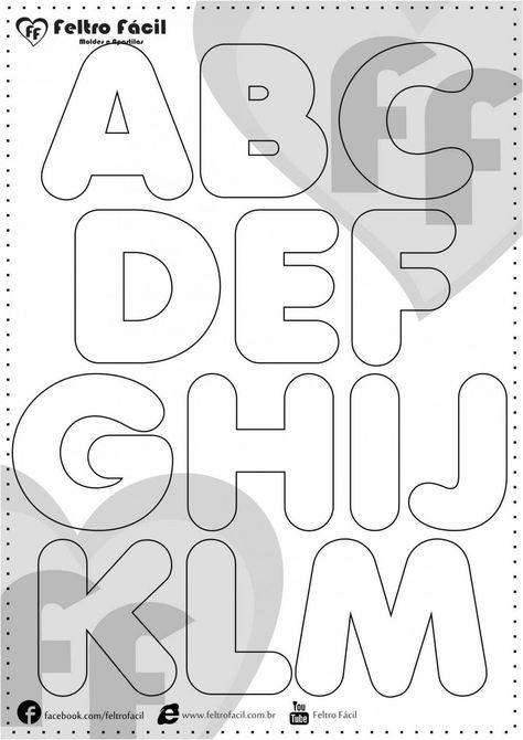 Stencil Lettering, Alphabet Letter Templates, Alphabet Templates, Printable Alphabet Letters, Felt Crafts Patterns, Felt Letters, Punch Needle Patterns, Felt Pattern, Pola Sulam