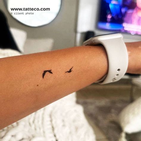 If You’re A Bird I’m A Bird Tattoo, Fine Line Bird Tattoo, Two Birds Tattoo, Small Eagle Tattoo, Tiny Bird Tattoos, Bird Couple, Tattoos 2024, Freedom Tattoos, Flying Bird Tattoo