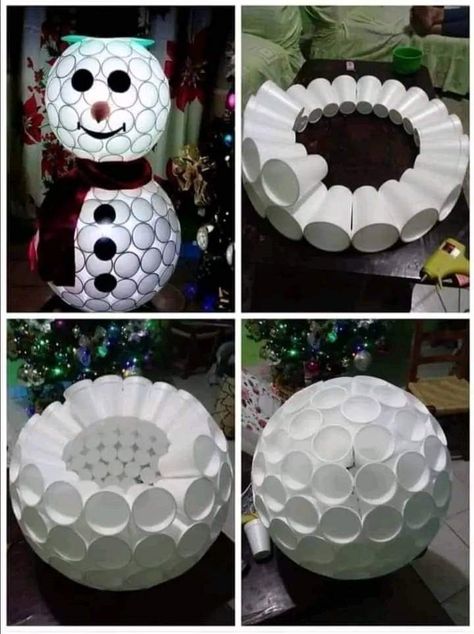 Diy Christmas Snowman, Diy Snowman Decorations, Diy Christmas Candy, School Kids Crafts, Office Party Decorations, Make A Snowman, Christmas Arts And Crafts, Christmas Crafts To Make, Diy Snowman