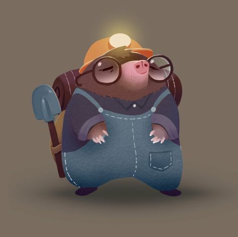 Mole Character Designs, Mole Character Design, Miner Illustration, Mole Drawing, Mole Character, Mouse Character Design, Cartoon Mole, Mole Concept, Pixel Art Characters