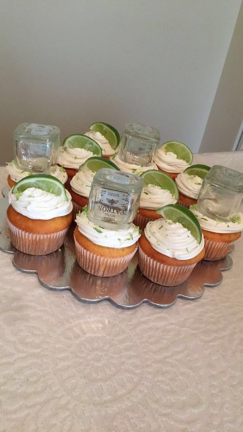 Patron Themed Birthday Party, Tequila Infused Cupcakes, Patron Cupcakes Ideas, Patron Theme Party Ideas, Patron Birthday Party Ideas, Patron Cakes, Patron Cupcakes, Cupcakes Alcohol, Tequila Cupcakes