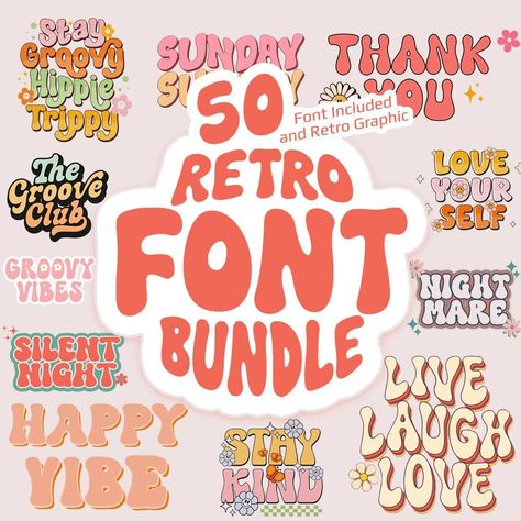 Discover a massive collection of  that will transport you back to the 60s, 70s, and 80s. Use these fonts to create stylish designs for your website, blog, or social#fontinspiration #copyandpastefonts #typographylove #designresources #fontobsessed Cricut Modern, Scream 90s, Modern Retro Font, Retro Groovy Font, 70s Font, 30 Anniversary, Fonts Vintage, Wavy Font, Cute Typography