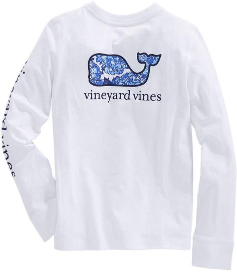 Vineyard Vines Girls Long-Sleeve Classic Hydrangea Whale Fill Tee Preppy Long Sleeve Shirts, Vineyard Vines Aesthetic, Vineyard Vines Outfits, Vineyard Vines T Shirt, Closet Revamp, Preppy Winter Outfits, Vinyard Vines, Preppy Winter, Vineyard Vines Long Sleeve