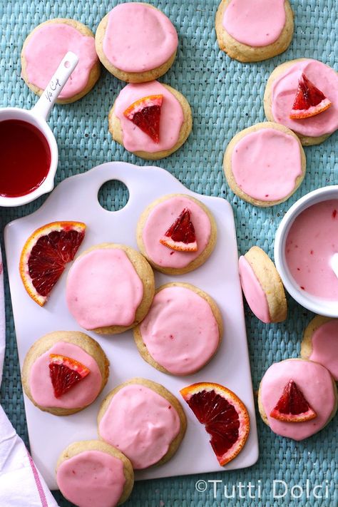 Pink Desserts Recipes, Blood Orange Recipes, Orange Frosting, Pink Desserts, Orange Cookies, Cookie Flavors, Cookie Frosting, Orange Recipes, Cookies Ingredients