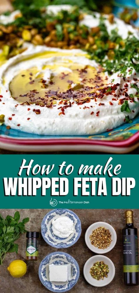 Dip With Greek Yogurt, Ella Vegan, Whipped Feta Dip, Easy Mediterranean Diet Recipes, Feta Recipes, Feta Dip, Elegant Entertaining, Quick And Easy Appetizers, Sandwich Spread