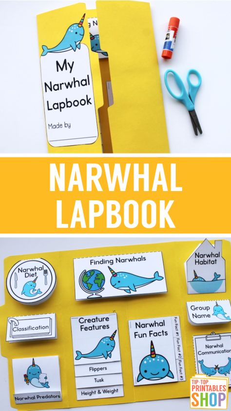 Narwhal Activities, Narwhal Craft, Ideas Lapbook, Homeschool Science Lessons, Space Crafts For Kids, Bee Crafts For Kids, Homeschool Fun, Animal Studies, Lesson Plan Book