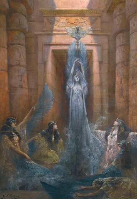 The Goddess Neith , Georges Jules Victor Clairin, Goddess Neith, Ancient Mystery, Spiritual Artwork, Sun Rises, Amazing Artwork, European Paintings, Egyptian Goddess, Goddess Art, Egyptian Art