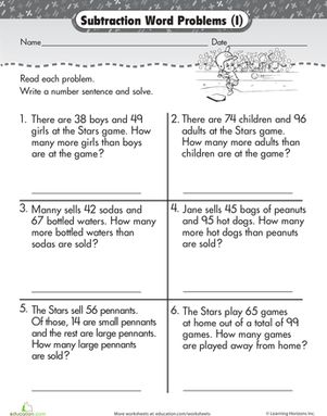 Wordy Word Problems: Subtraction #1 | Worksheet | Education.com Equations Worksheets, Money Word Problems, Problem Solving Worksheet, Multi Step Word Problems, Multiplication Word Problems, Addition Words, Addition Word Problems, Subtraction Word Problems, Math Problem Solving