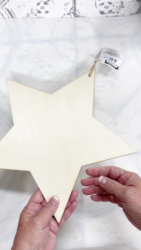 Painted Stars On Wood, Dollar Tree Stars, Wooden Star Decor Ideas, Dollar Tree Wooden Star Diy, Dollar Tree Wood Star Crafts, Wooden Star Ornaments Diy, Wooden Star Painting Ideas, Dollar Tree Star, Wooden Star Decor