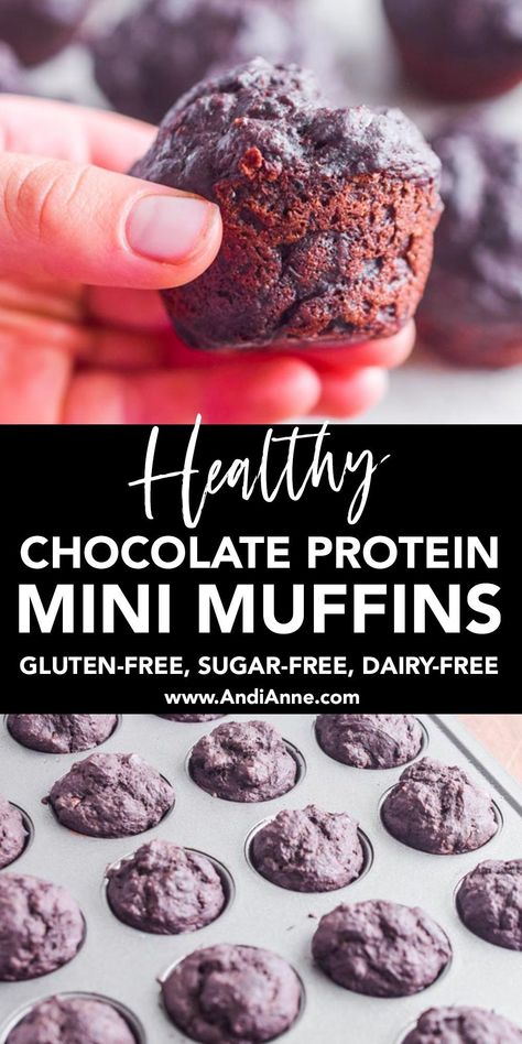 Protein Muffins With Oat Flour, Healthy Muffins With Protein Powder, Simple Gluten And Dairy Free Meals, Healthy Chocolate Protein Muffins, Cocoa Powder Muffins, Desserts With Chocolate Protein Powder, Protein Powder Mini Muffins, Chocolate Protein Powder Snacks, Simple Protein Muffins