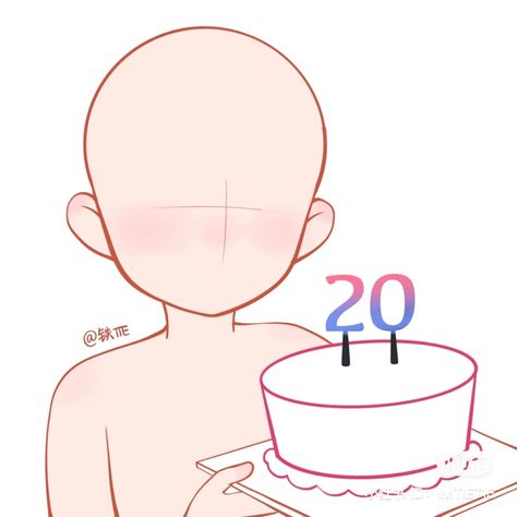 Birthday Drawing Pose Reference, Drawing Base Birthday, Happy Birthday Ych Base, Drawing Poses Birthday, Birthday Chibi Base, Birthday Ych Base, Ych Birthday Poses, Anime Birthday Drawing, Chibi Birthday Art