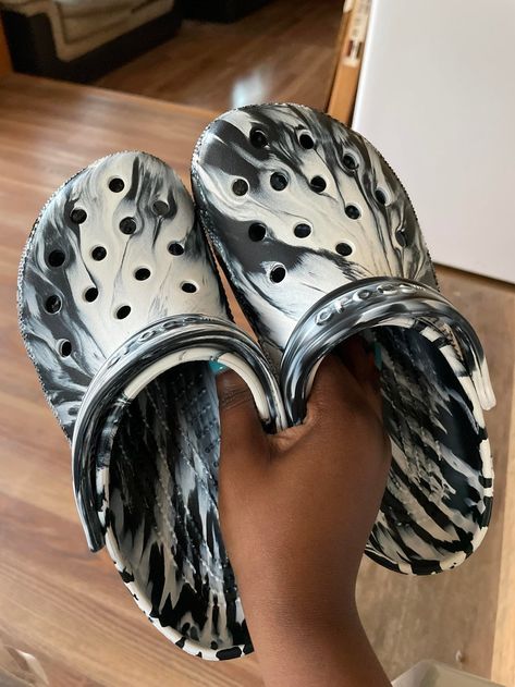 $33 + shipping (40% OFF) Crocs Classic Clogs, Sale Price, Clogs, Two By Two, On Sale, Marble, Sandals, Black And White, Sneakers