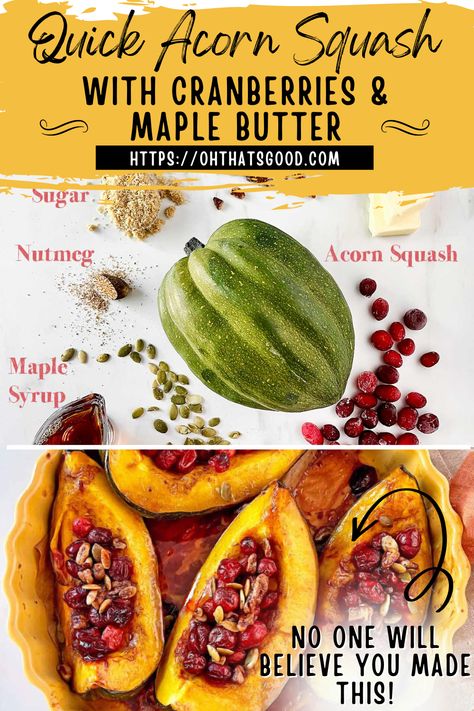 This easy roasted acorn squash features sweetness from maple syrup and brown sugar. It gets a little tang from fresh cranberries. This acorn squash recipe is not overly sweet, like candied sweet potato, making it is the perfect fall and winter side dish. And, it is not just for holidays or special occasions. (Updated to include a new shortcut to reduce cooking time!) Recipe With Cranberries, Candied Sweet Potato, Acorn Squash Recipe, Winter Side Dishes, Roasted Acorn Squash, Acorn Squash Recipes, Candied Sweet Potatoes, Maple Butter, Squash Recipe