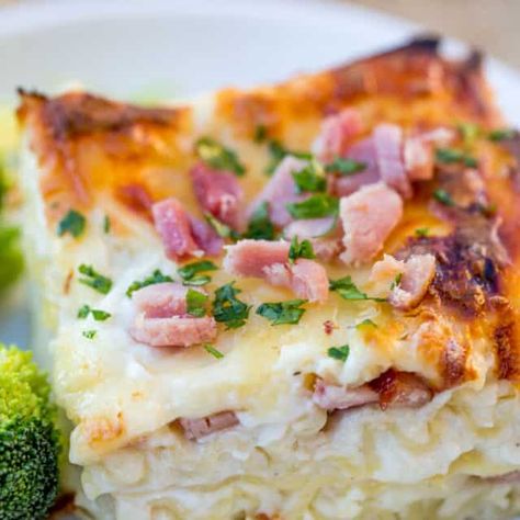 Chicken Cordon Bleu Lasagna - Dinner, then Dessert Chicken Cordon Blue Lasagna, Slow Cooker Ham Soup, Cordon Bleu Lasagna, Chicken Cordon Bleu Lasagna, Dinner Then Dessert, Family Dinner Night, Ham Dinner, Chicken Cordon Bleu Casserole, Meat Lasagna