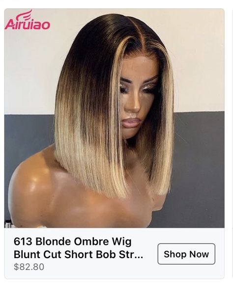 Honey Blonde Bob, Dark Skin Blonde Hair, Weave Bob Hairstyles, Weave Bob, Pixie Wigs, Bob Weave, Straight Bob Wig, Bob Wig With Bangs, Ombre Brown