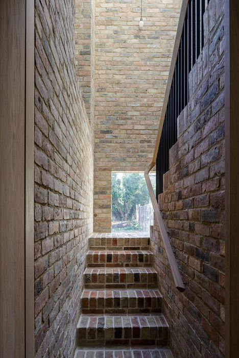 Semi-detached house in Oxford by Delvendahl Martin Architects Semi Detached House Extension, Victorian Semi Detached House, Brick Stairs, Brick Steps, Trendy Interiors, Brick Art, Stone Stairs, Stairs Architecture, Brick Facade