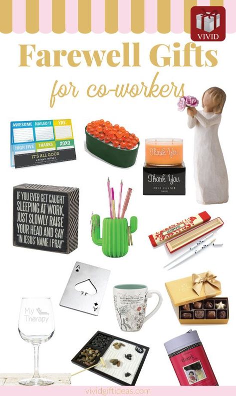 These farewell gifts are perfect for coworkers who are leaving the company for another company or for retirement - parting gift ideas for colleagues - office gift ideas Farewell Gift Ideas, Creative Gifts For Him, Gifts For Male Coworkers, Gift For Coworker Leaving, Goodbye Gifts For Coworkers, Gifts For Work Colleagues, Farewell Gift For Coworker, Cheap Teacher Gifts, Workplace Gifts