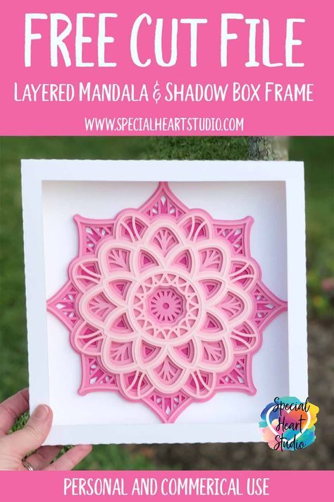 Shadow Box Paper Art Templates Free, Cricut Framed Art, Cricut Shadow Box Projects, Cricut 3d Shadow Box Ideas, Layered Paper Shadow Boxes, Shadow Boxes Cricut, Layered Mandala Svg Free, Card Stock Cricut Projects, Layered Cricut Projects