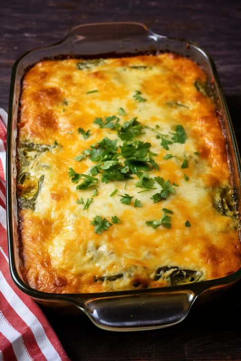 Chile Relleno Casserole Chile Relleno Casserole Recipe, Chile Relleno Recipe, Relleno Casserole, Chile Relleno Casserole, Roasted Poblano Peppers, Roasted Poblano, Stuffed Anaheim Peppers, Egg Replacement, Poblano Peppers