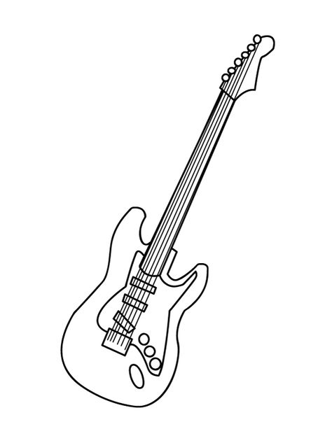 Printable Electric Guitar Coloring Page Guitar Coloring Page, Guitar Doodle, Guitar Outline, Electric Guitar Art, Guitar Drawing, 달력 디자인, Guitar Tattoo, Dog Coloring Page, Princess Coloring Pages