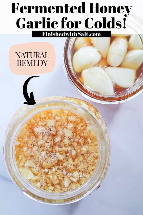 Fermented Honey Garlic For Colds, Honey Garlic For Colds, Garlic Honey Remedy Sore Throat, Garlic For Sore Throat, Diy Cold And Cough Remedies, Garlic For Immune System, Garlic Fermented In Honey, Garlic Uses For Health, Salt And Honey Preworkout