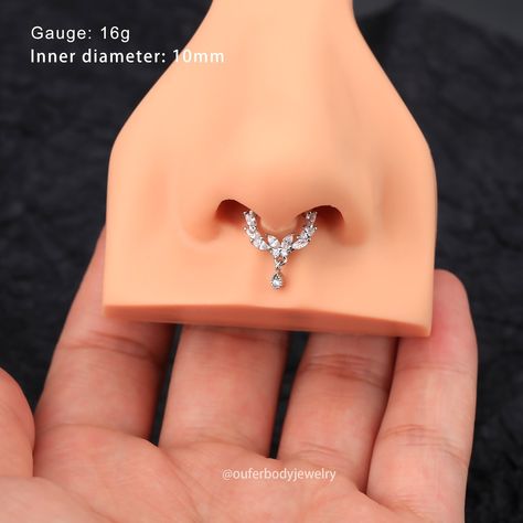 Silver Septum Jewelry, Pretty Nose Piercings, Butterfly Septum, Unique Septum Jewelry, Bijoux Piercing Septum, Cute Septum Rings, Daith Ring, Hoop Septum, Daith Rings