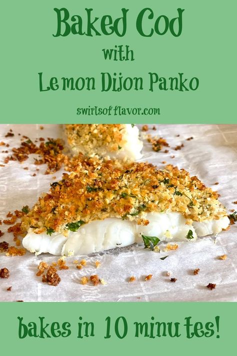 Panko Baked Cod, Baked Cod With Panko, Baked Cod Recipes Oven Panko, Cod Side Dishes, Cod Loin Recipes, Cod Fish Recipes Baked, Baked Cod Fillets, Cod Fillet Recipes, Haddock Recipes