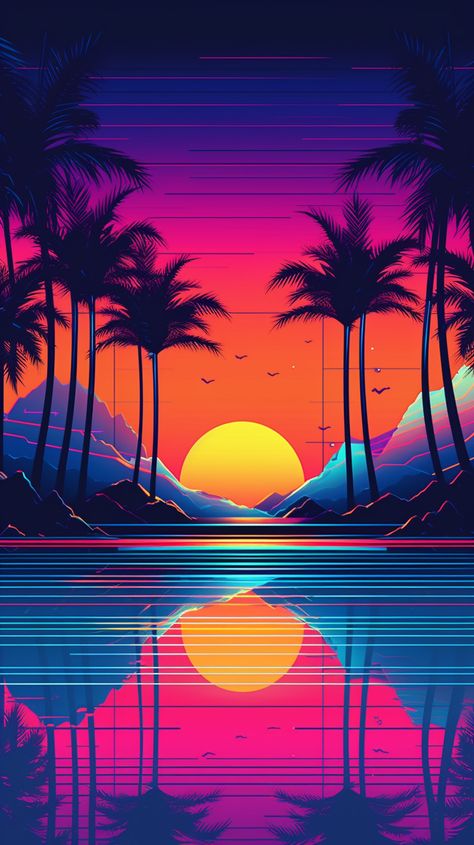 Synthwave Art, Fantasy Poster, Best Nature Wallpapers, New Retro Wave, Cellphone Wallpaper Backgrounds, Abstract Art Wallpaper, Neon Wallpaper, Art Gallery Wallpaper, Retro Waves