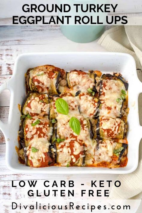 Ground Turkey Eggplant Roll Ups Eggplant Roll Ups, Healthy Rolls, Baked Eggplant Slices, Eggplant Recipes Healthy, Eggplant Rolls, Healthy Eggplant, Baked Eggplant, Ground Turkey Recipes, Eggplant Recipes