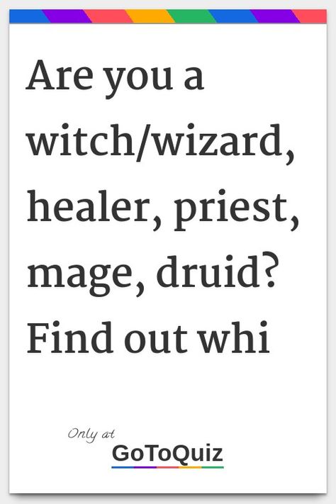 "Are you a witch/wizard, healer, priest, mage, druid? Find out whi" My result: You got 70% on this quiz! Witch Vs Wizard Vs Warlock, Difference Between Witches And Wizards, Druid Powers, Healer Magic, Witch 101, Healer Witch, Witch Quiz, Witch Notes, Mage Names