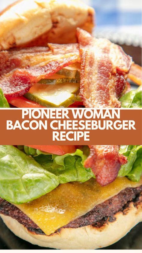 Pioneer Woman Bacon Cheeseburger is made with ground beef, crispy bacon, cheddar cheese, and Kaiser rolls. This easy cheesy bacon cheeseburger recipe creates a delicious dinner that takes about 30 minutes to prepare and can serve up to 8 people. Paula Deen Meatloaf, Bacon Cheeseburger Meatloaf, Kaiser Rolls, Cheeseburger Recipe, Cheesy Bacon, Bacon Cheeseburger, Easy Cheesy, Homemade Cake Recipes, Bacon Cheddar