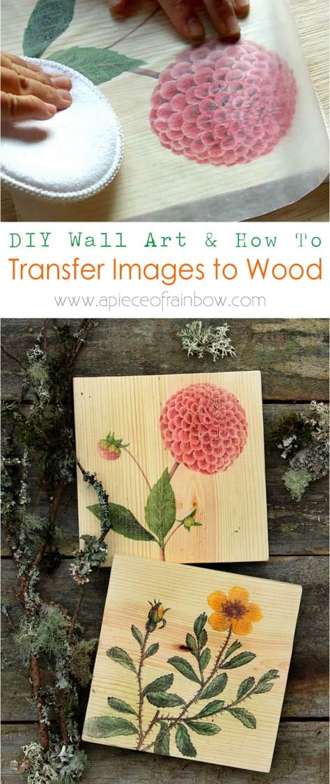 Super easy tutorial on how to transfer image or photo to wood in 2 minutes at almost no cost, & make beautiful printed wood wall art, home decor & gifts! - A Piece of Rainbow #diy #homedecor #homedecorideas #diyhomedecor #crafts #crafting #bohemian #bohemiandecor #bohochic #boho #bohostyle #farmhouse #farmhousestyle #farmhousedecor #vintage #rustic #rusticdecor Transfer Images To Wood, Wax Paper Transfers, Wood Transfer, Transfer Images, Art How, Diy Vintage, Wax Paper, Photo On Wood, Mod Podge