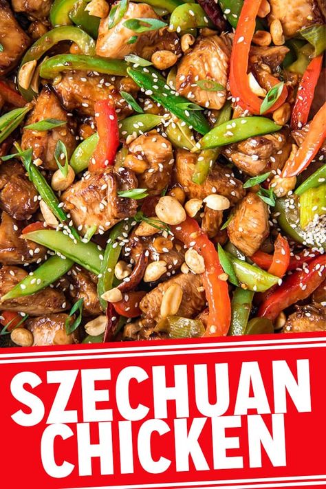 30-Minute Szechuan Chicken Stir Fry! Brightly colored veggies & fried chicken, tossed in a sweet-spicy sauce, welcome you to the Far East on any weeknight! Asian Chicken Stir Fry Recipes, Chicken Thigh Stir Fry, Sweet Spicy Sauce, Veggies And Chicken, Szechuan Chicken, Dinner Favorites, Stir Fry Recipes Chicken, Sweet And Spicy Sauce, Chinese Cooking Recipes