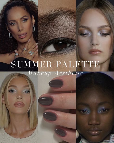 Summer Palette makeup aesthetic for all of the Summer beauts 🤍 . #coloranalysis #colouranalysis #summerpalette #softsummer #truesummer #lightsummer #coolsummer #summerpalettemakeup #coloranalyst Soft Summer Color Analysis Makeup, Summer Palette Makeup, Summer Color Palette Makeup, Light Summer Color Palette Outfits, Color Analysis Summer, Soft Summer Makeup, Cool Summer Palette, Complexion Colors, Light Summer Color Palette