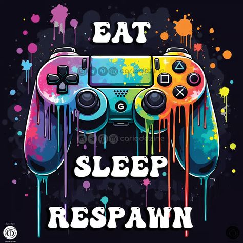 Discover a vibrant video game controller design featuring playful paint effects and the phrase "Eat Sleep Respawn." Perfect for gamers looking to express their passion in style! #EatSleepRespawn #GamingArt #GamerLifestyle Controller Design, Gaming Merchandise, Video Game Controller, Paint Effects, Merchandising Displays, Gaming Gear, Vinyl Projects, Game Controller, Eat Sleep