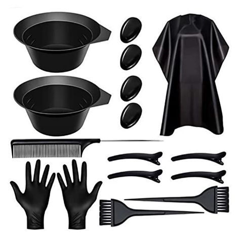 PMELCXD 16 Pcs Hair Dye Coloring DIY Beauty Salon Tool Kit Tinting Bowl, Cloak,Brush, Ear Cover, Gloves for Tools Bleaching Dryers : Amazon.ca: Beauty & Personal Care Hair Bleaching Tools, Professional Hair Dye, Barber Equipment, Hair Dye Brush, Bleaching Your Hair, Different Hair Colors, All Hairstyles, Dye Colors, Brush Type