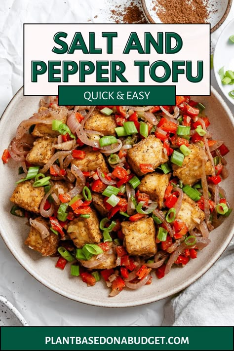 This Salt and Pepper Tofu is the best! Each tofu piece comes out incredibly crispy on the outside and super flavorful all-around! Enjoy this Salt and Pepper Tofu with your favorite side dish this week! Salt Pepper Tofu, Salt And Pepper Tofu Recipe, Serrano Pepper Recipes, Salt And Pepper Tofu, Silken Tofu Recipes, Pepper Tofu, Asian Inspired Recipes, Potluck Recipes, Peppers Recipes